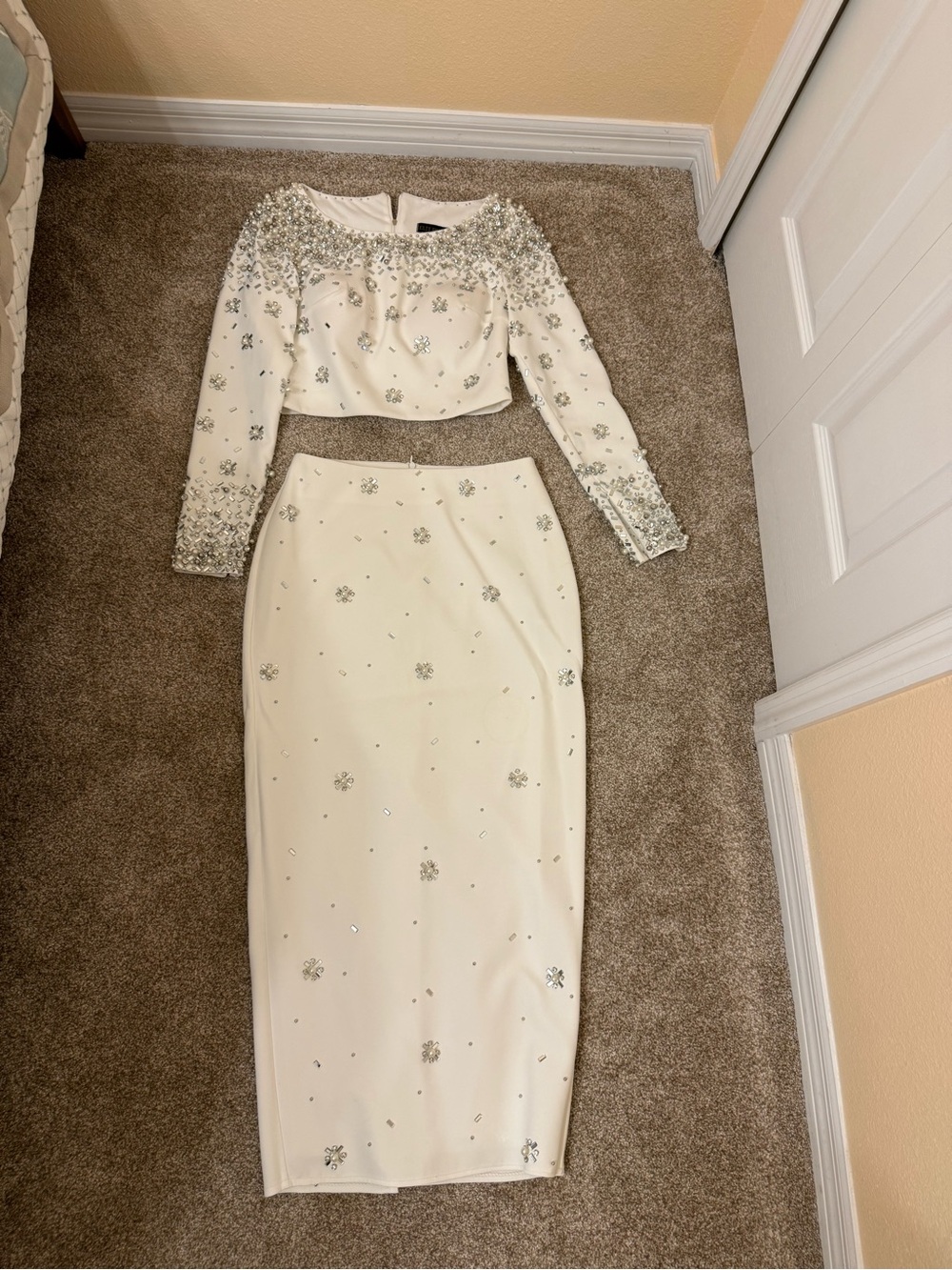 Embellished Ivory set  - Elegant Beaded Detail